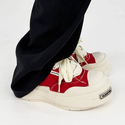 Chunky Sole Height Increase Large Toe Canvas Sneakers