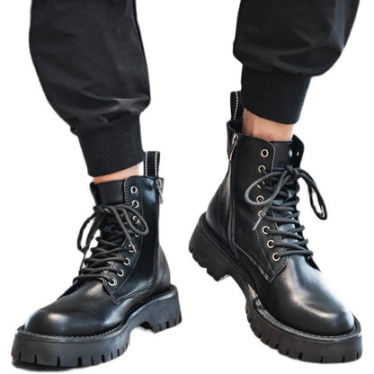 Chunky Lug Sole Platform Lace-Up Zipper Boots
