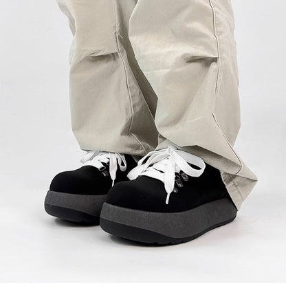 Chunky Sole Puffy Design Suede Sneakers