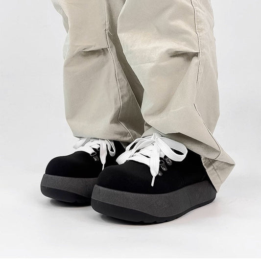 Chunky Sole Puffy Design Suede Sneakers
