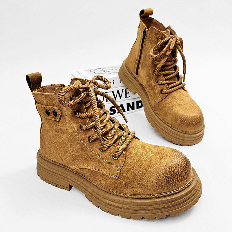Chunky Lug Sole Platform Lace-Up Zipper Boots