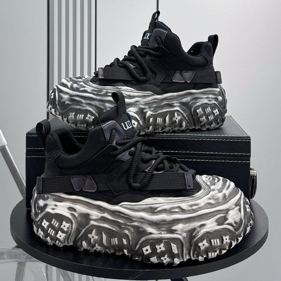 Strap Mesh Platform Chunky Sole Sneakers