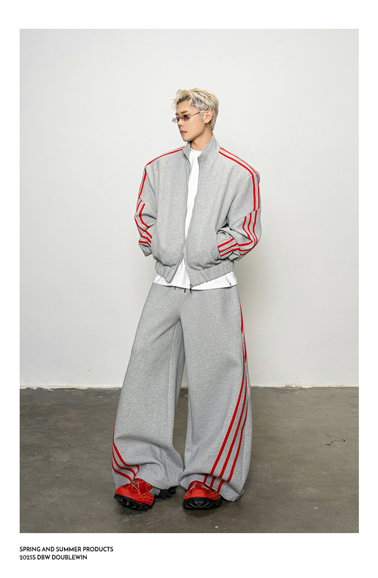 Rope Contrast Color Sweatshirt Set