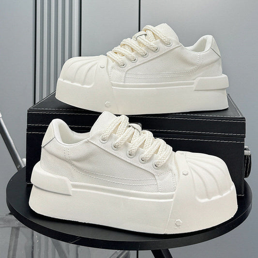 Breathable Canvas Thick-Sole Height-Increasing Sneakers