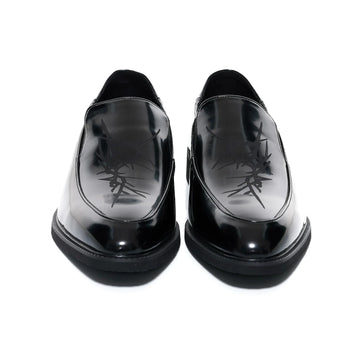 Pointed Toe Chunky Heel Leather Loafers