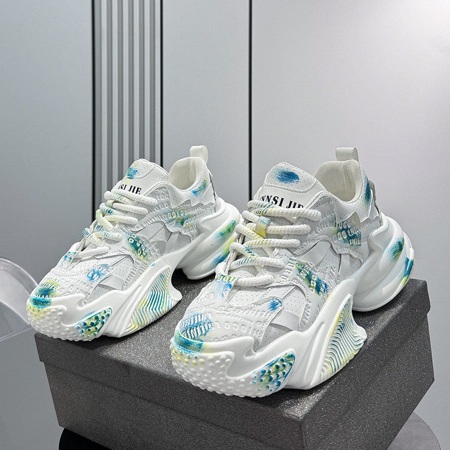 Graffiti Print Air Sole Chunky Sole Sneakers