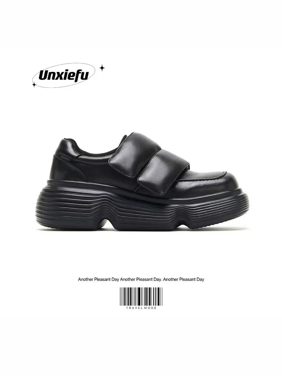 Square Toe Chunky Sole Velcro Dad Sneakers