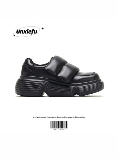 Square Toe Chunky Sole Velcro Dad Sneakers
