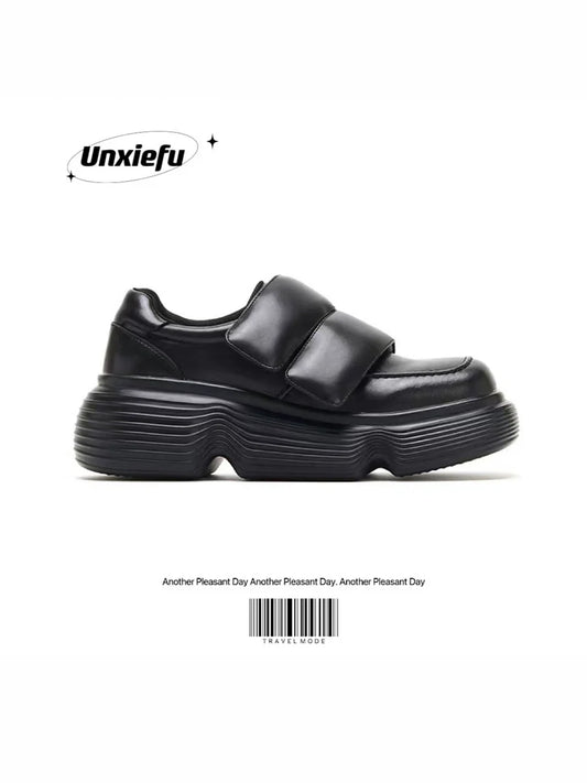 Square Toe Chunky Sole Velcro Dad Sneakers