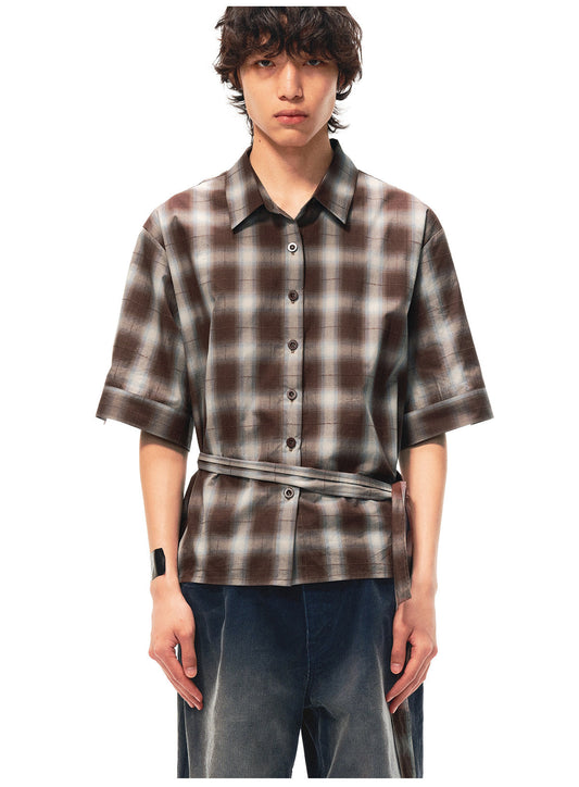 Checkered Shirt with Detachable Belt
