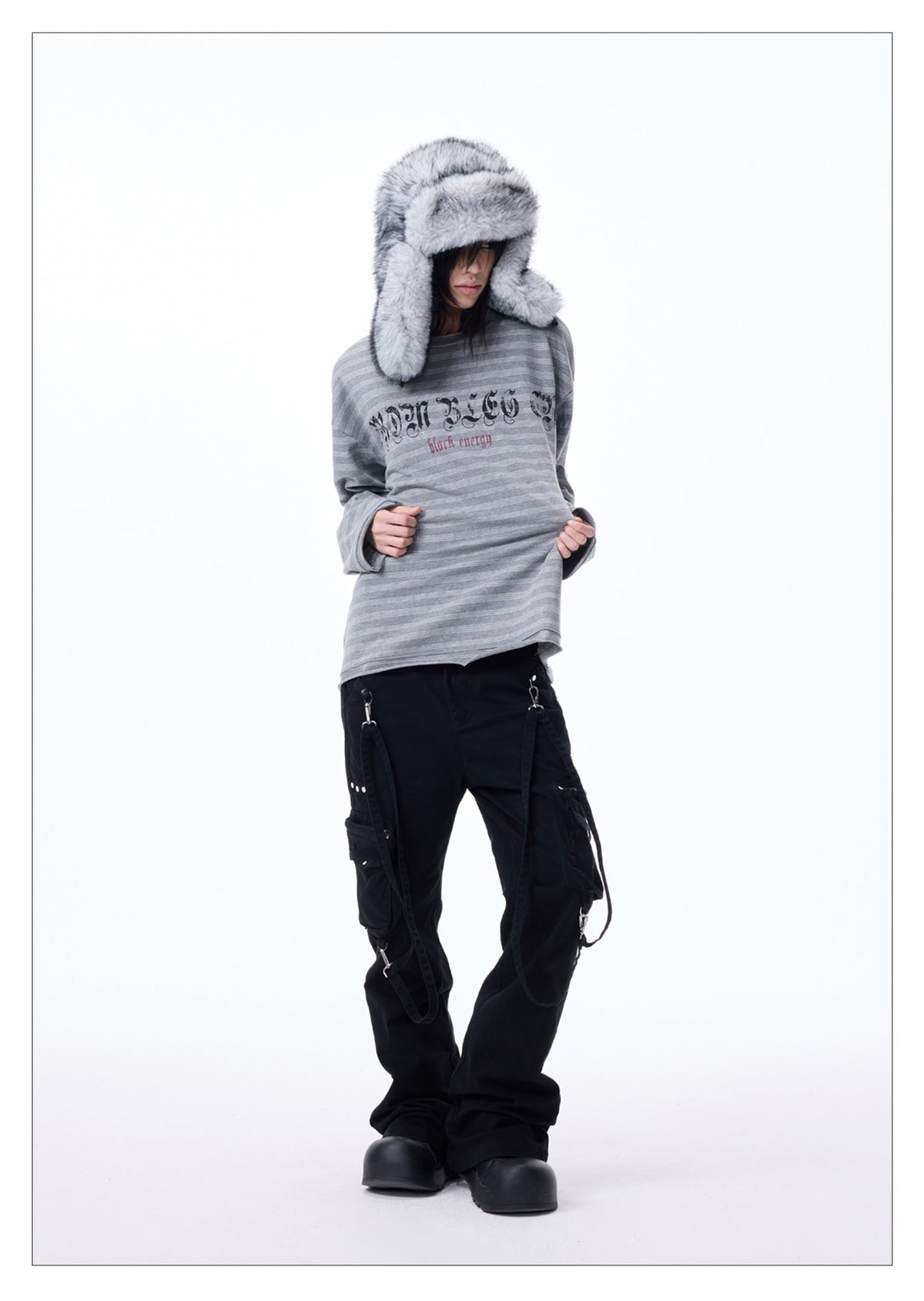 Flare Solid Color Studded Cargo Pants