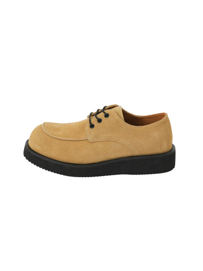 Thick Sole Lace-Up PU Leather Derby Shoes