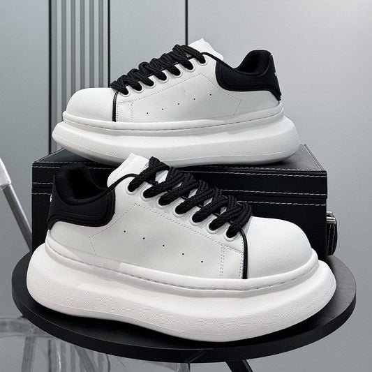 Round-Toe Platform Lace-Up Sneakers