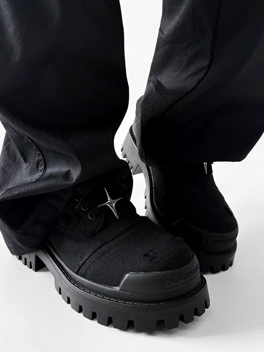 Round Toe Derby Design Damage Denim Shoes