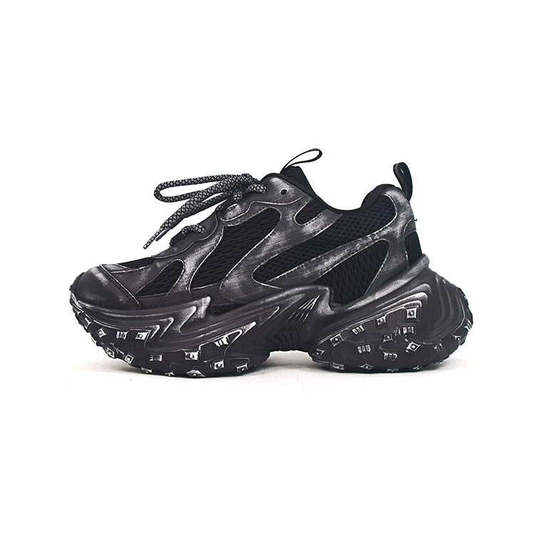 Washed Mesh Chunky Sole Dad Sneakers