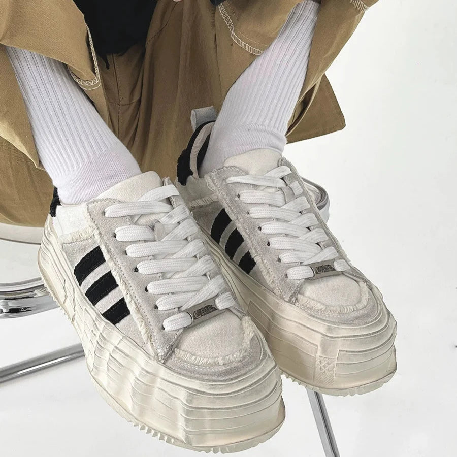 Washed Trainer-Inspired Canvas Sneakers