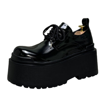 Patent Lace Up Platform Thick Sole Shoes