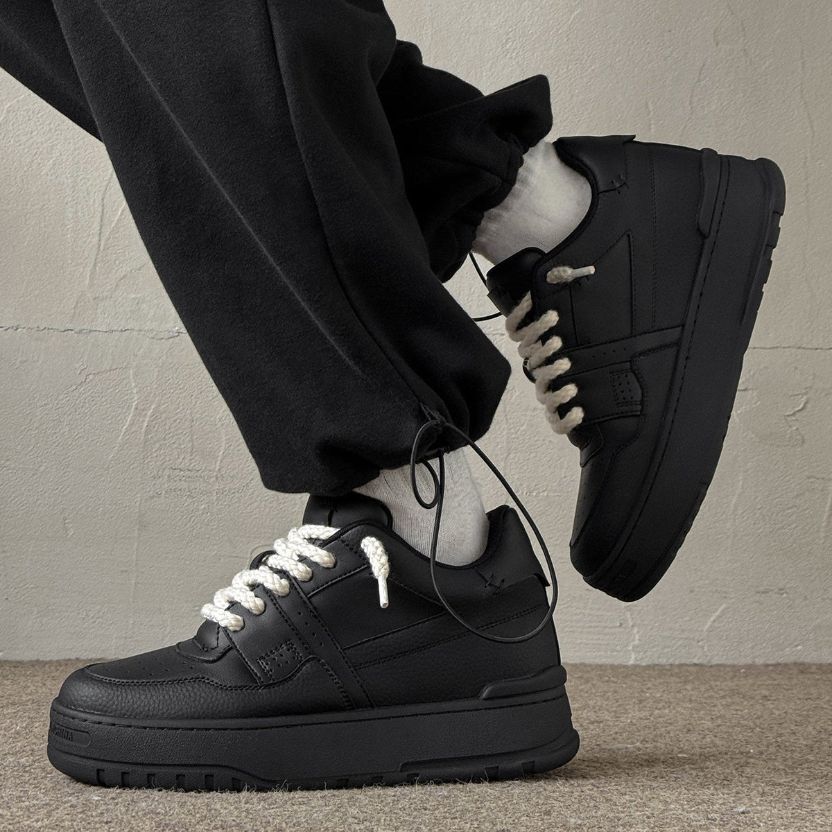 Chunky Wedge Platform Lace-Up Sneakers