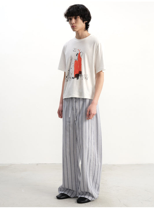 Striped Drawstring Casual Pants