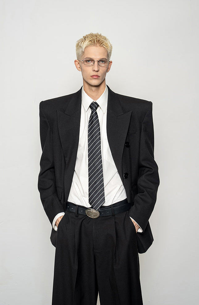 High-Quality Wool Blend Black Suit