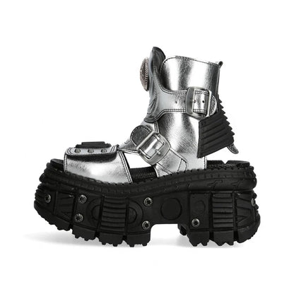 Chunky Sole Metallic Design Boots