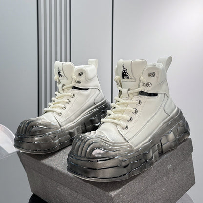 Metal Toe Lace Up Platform Short Boots