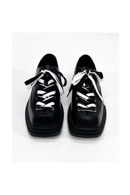 Contrast Laces Platform Derby Shoes
