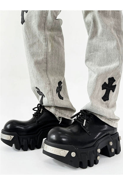 Futuristic Black 8cm Platform Oxfords