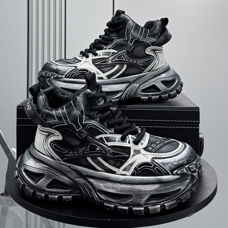 Mesh Panel High-Top Chunky Sole Sneakers
