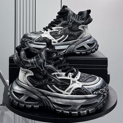 Mesh Panel High-Top Chunky Sole Sneakers