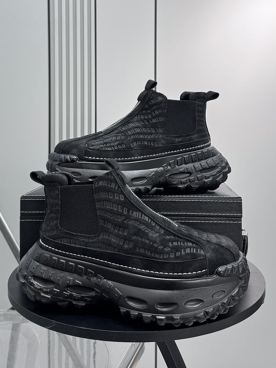 Embroidery Side Gore Chunky Sole Sneakers