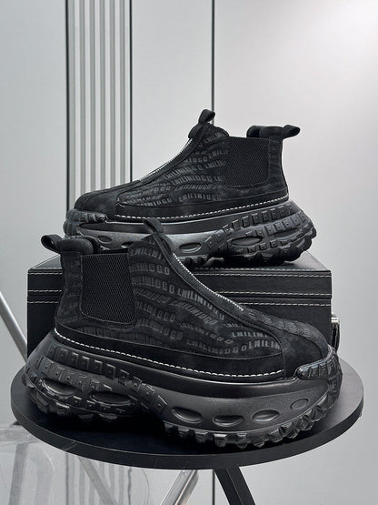 Embroidery Side Gore Chunky Sole Sneakers