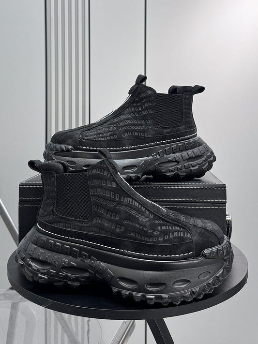 Embroidery Side Gore Chunky Sole Sneakers