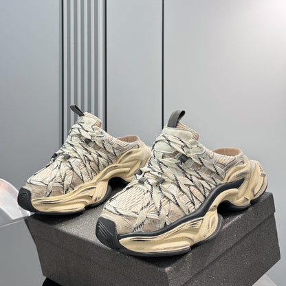 Metallic Strap Chunky Sole Slip-On Shoes