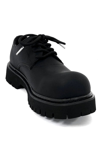 Chunky Black Matte and Glossy Platform Derby Shoes