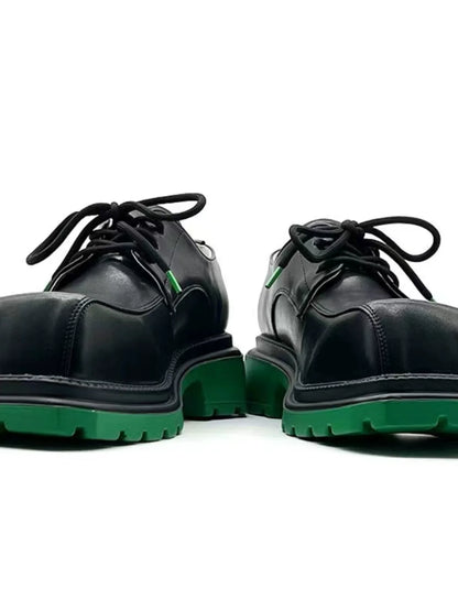 Square Toe Chunky Sole Leather Derby Shoes