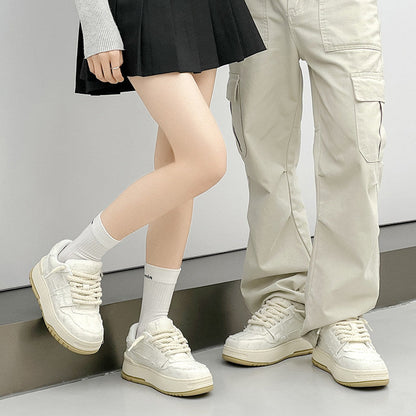 Chunky Textured Platform Lace-Up Sneakers