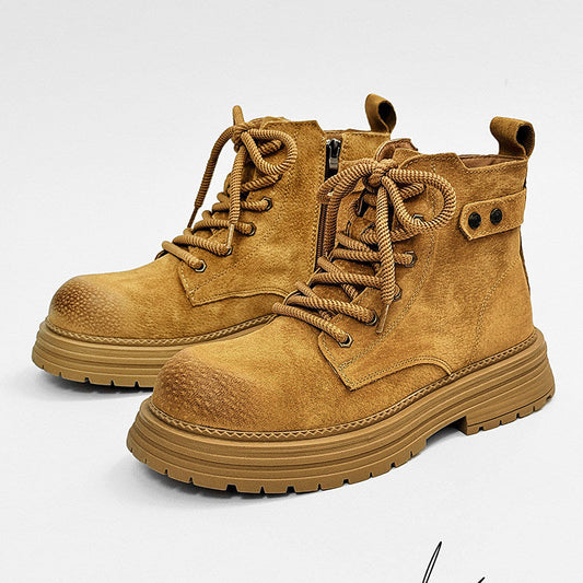 Chunky Lug Sole Platform Lace-Up Zipper Boots