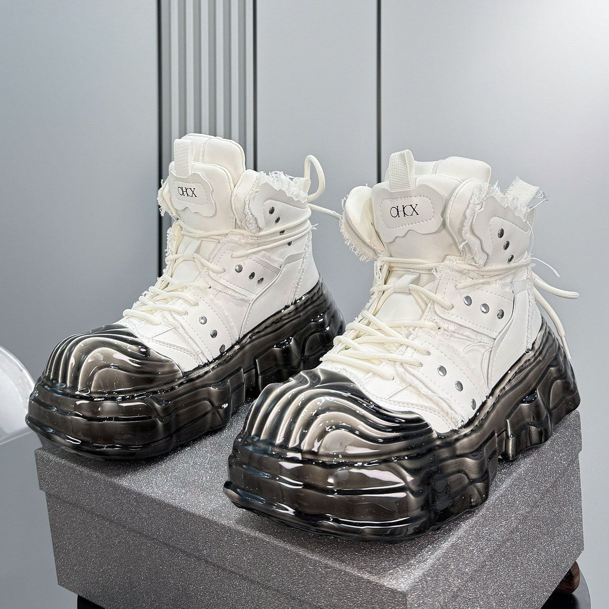 Thick-Sole Height-Increasing Shell-Toe Sneaker Boots