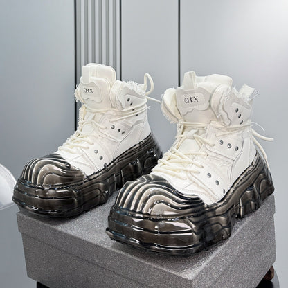 Thick-Sole Height-Increasing Shell-Toe Sneaker Boots