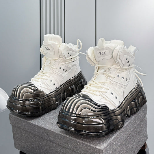 Thick-Sole Height-Increasing Shell-Toe Sneaker Boots