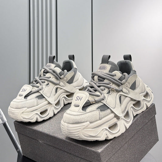 Platform Chunky Mesh Lace-Up Sneakers WN24823
