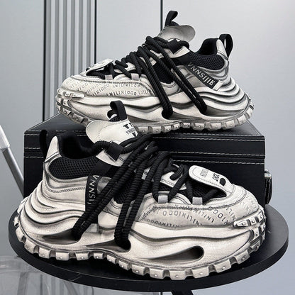 Embroidery Rope Lace Chunky Sole Sneakers