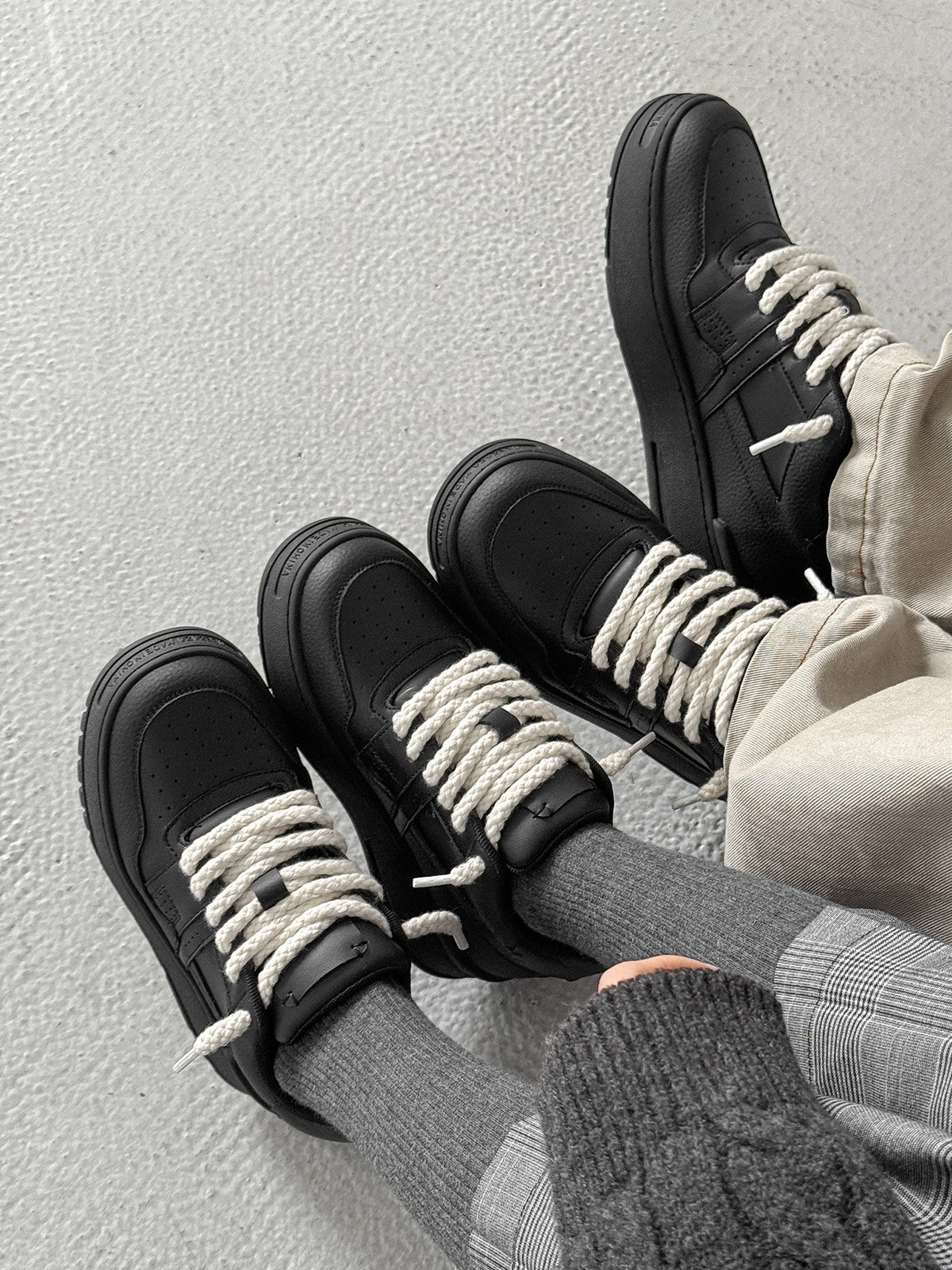 Chunky Wedge Platform Lace-Up Sneakers