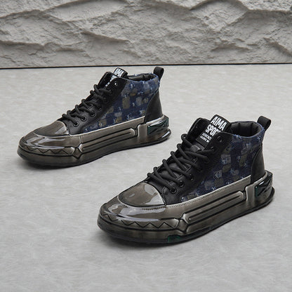 Distressed Check Platform Sneakers WN24728