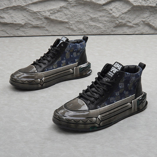 Distressed Check Platform Sneakers WN24728