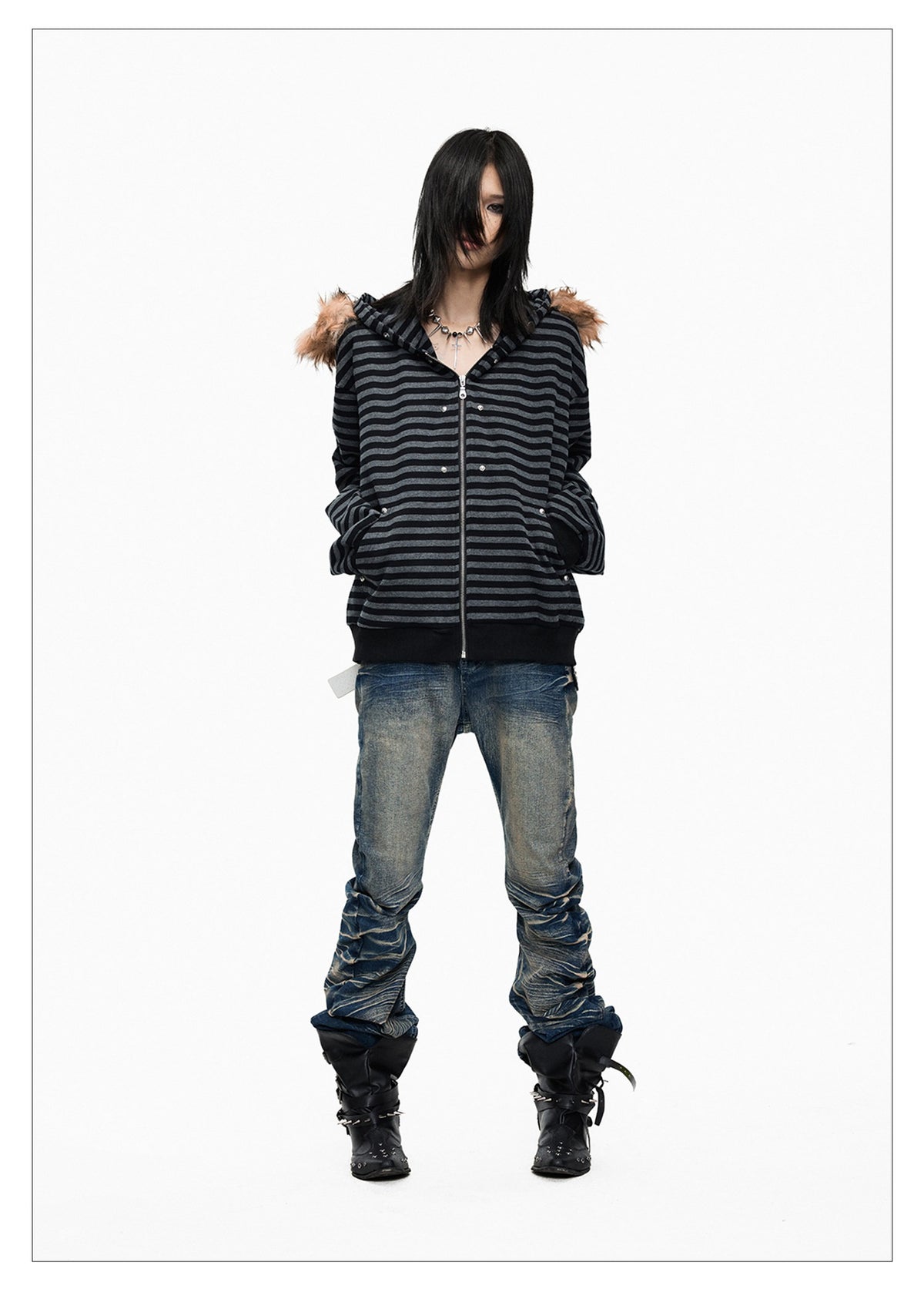 Blue Washed Whisker Cut Skinny Jeans