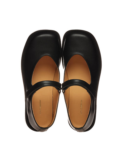 Black Leather Strap Mary Janes