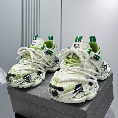 Paint Splash Rope Lace Chunky Sole Sneakers