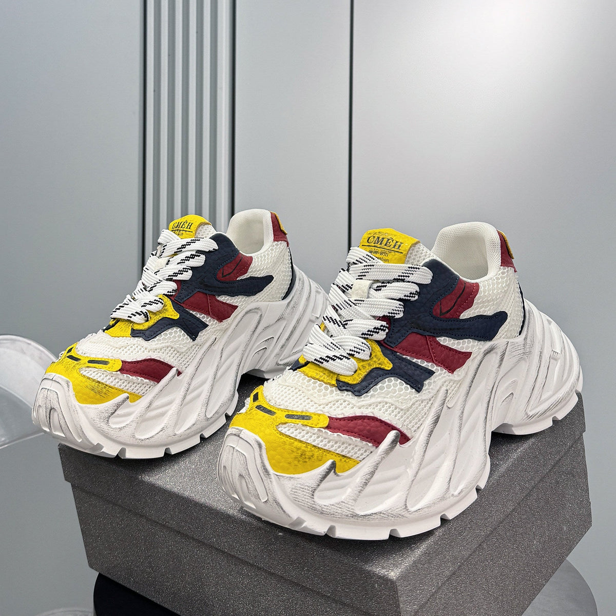 Mesh Washed Thick Sole Sneakers